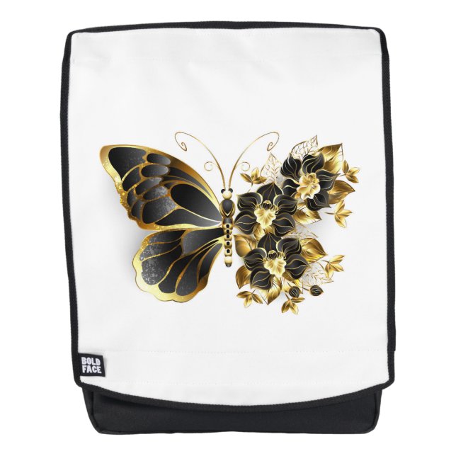 Gold Flower Butterfly with Black Orchid Backpack (Front)