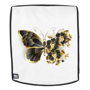Gold Flower Butterfly with Black Orchid Backpack