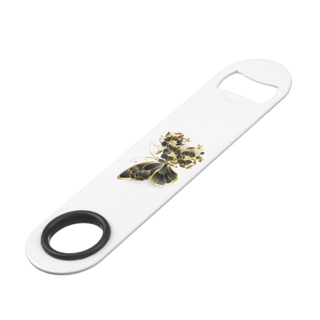 Gold Flower Butterfly with Black Orchid Bar Key (Front Angled)