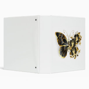 Gold Flower Butterfly with Black Orchid Binder