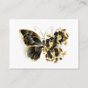 Gold Flower Butterfly with Black Orchid Calling Card