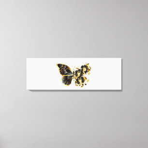 Gold Flower Butterfly with Black Orchid Canvas Print