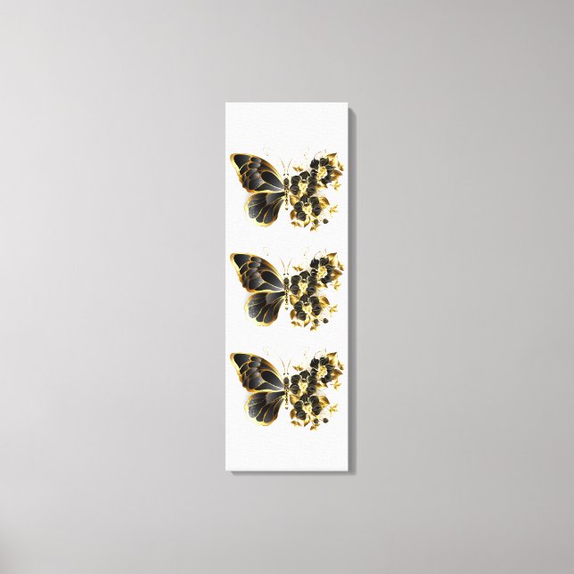Gold Flower Butterfly with Black Orchid Canvas Print (Front)