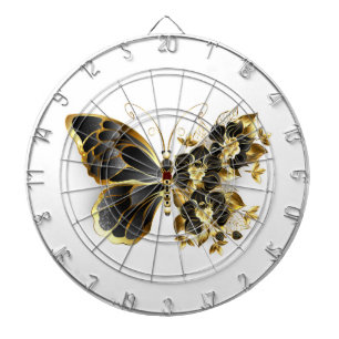 Gold Flower Butterfly with Black Orchid Dartboard