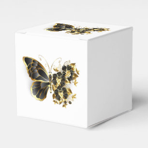 Gold Flower Butterfly with Black Orchid Favor Box