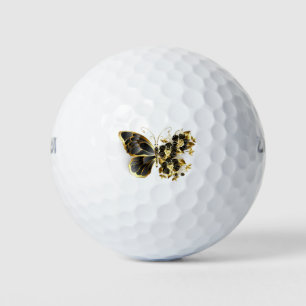 Gold Flower Butterfly with Black Orchid Golf Balls