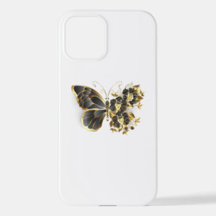 Gold Flower Butterfly with Black Orchid iPhone 12 Case