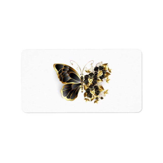 Gold Flower Butterfly with Black Orchid Label (Front)
