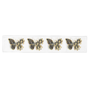 Gold Flower Butterfly with Black Orchid Medium Table Runner