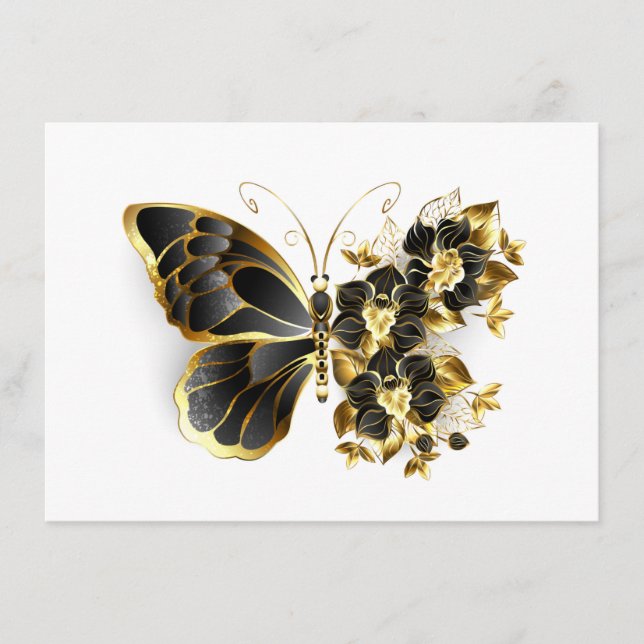 Gold Flower Butterfly with Black Orchid Menu (Front)