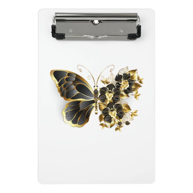 Gold Flower Butterfly with Black Orchid Mini Clipboard (Front)