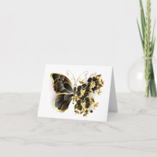 Gold Flower Butterfly with Black Orchid Note Card