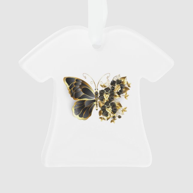Gold Flower Butterfly with Black Orchid Ornament (Front)
