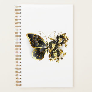 Gold Flower Butterfly with Black Orchid Planner