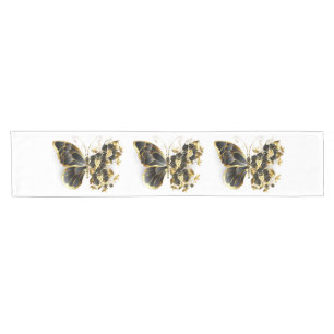 Gold Flower Butterfly with Black Orchid Short Table Runner