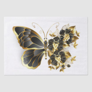 Gold Flower Butterfly with Black Orchid Tissue Paper