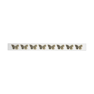 Gold Flower Butterfly with Black Orchid Wrap Around Label