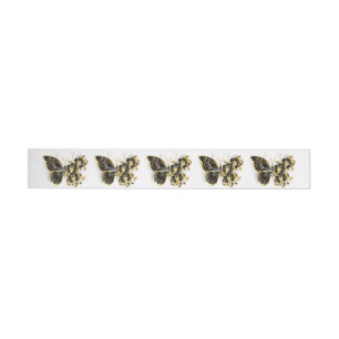 Gold Flower Butterfly with Black Orchid Wraparound Address Label
