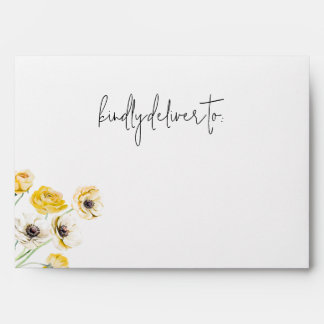 Gold Flower Minimalist Wedding Invitation Envelope