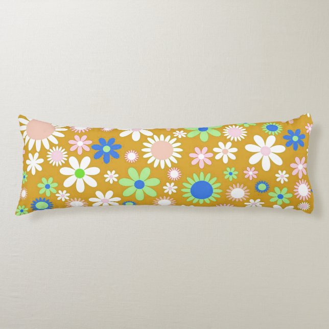 Gold Flower Power Body Pillow (Front)