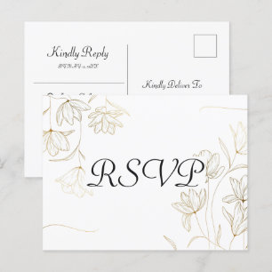 Gold Flower RSVP Poatcard Postcard