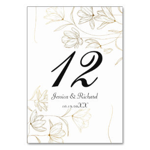 Gold Flower Table Number Seating Place Card