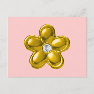 GOLD FLOWER WITH DIAMOND POSTCARD