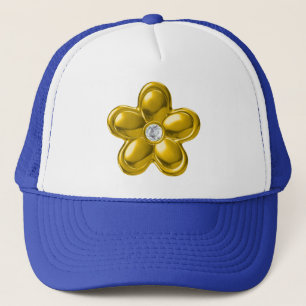 GOLD FLOWER WITH DIAMOND TRUCKER HAT