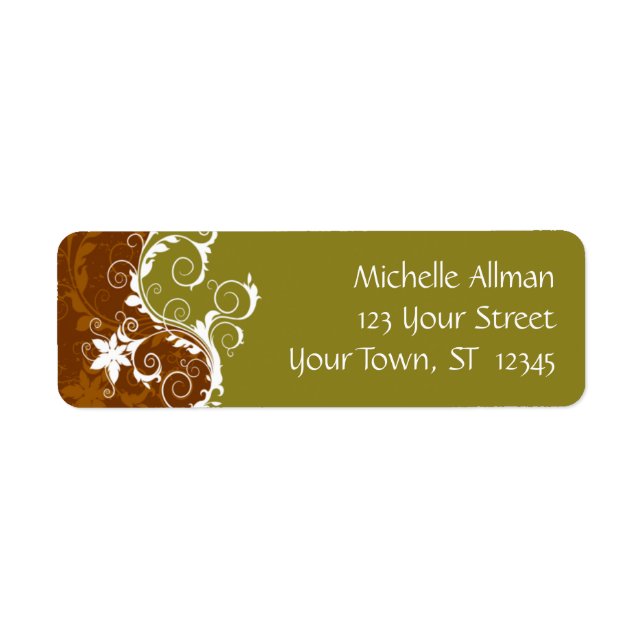 Gold Flowers Avery Label (Front)