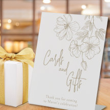 Gold Flowers Bridal Shower Sign Cards and Gifts