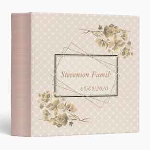 Gold flowers, gold plated 3 ring binder