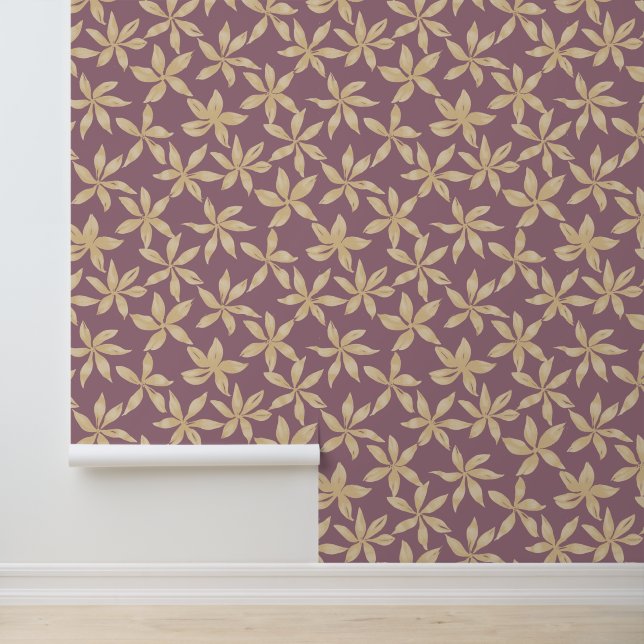 Gold flowers on mauve background wallpaper (Application)