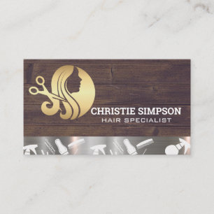 Gold Flowing Hair   Stylist Tools   Salon Business Card