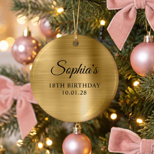 Gold Foil 18th Birthday Photo Ceramic Ornament