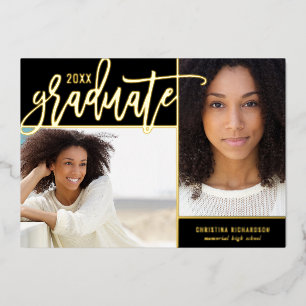 Gold Foil 2 Faire-part de graduation photo