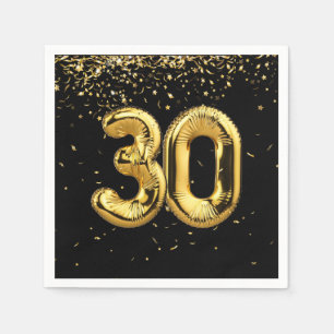 Gold Foil 30 Balloons And Confetti  Napkins