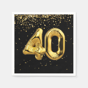 Gold Foil 40 Balloons And Confetti  Napkins
