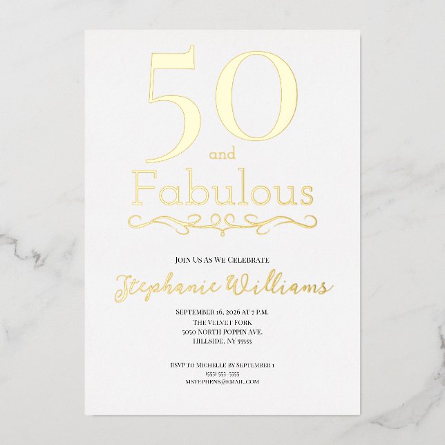 Gold Foil 50 and Fabulous 50th Birthday Party (Front)
