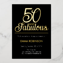 Gold Foil "50 and Fabulous" Fiftieth Birthday