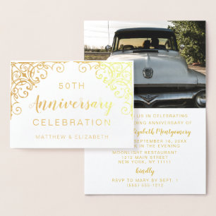 Gold Foil 50th Anniversary Party Invitations