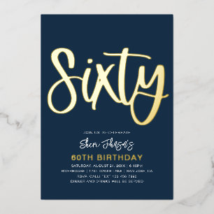 Gold Foil 60e anniversaire Invitation   Soixantièm