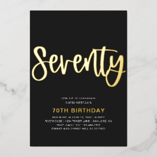 Gold Foil 70th Birthday Invitation   Seventieth