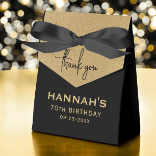 Gold Foil 70th Birthday Name Script Thank You Favor Box