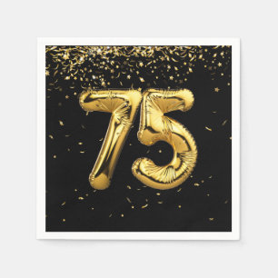 Gold Foil 75 Balloons And Confetti Napkins