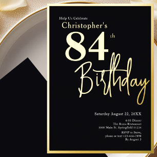 Gold Foil 84th Birthday Invitation Modern Elegant