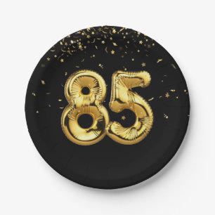 Gold Foil 85 Balloons And Confetti Paper Plate