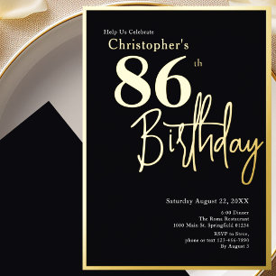 Gold Foil 86th Birthday Invitation Modern Elegant 