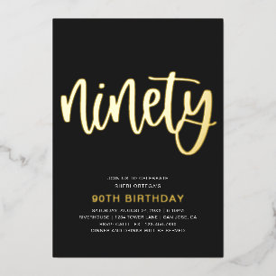 Gold Foil 90th Birthday Invitations 90e