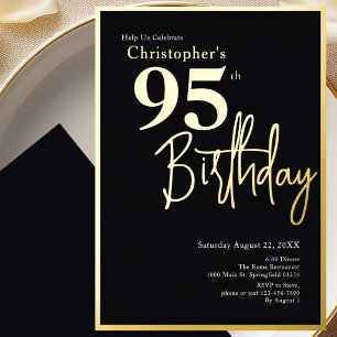 Gold Foil 95th Birthday Invitation Modern Elegant 
