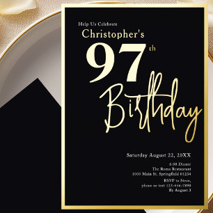 Gold Foil 97th Birthday Invitation Modern Elegant 